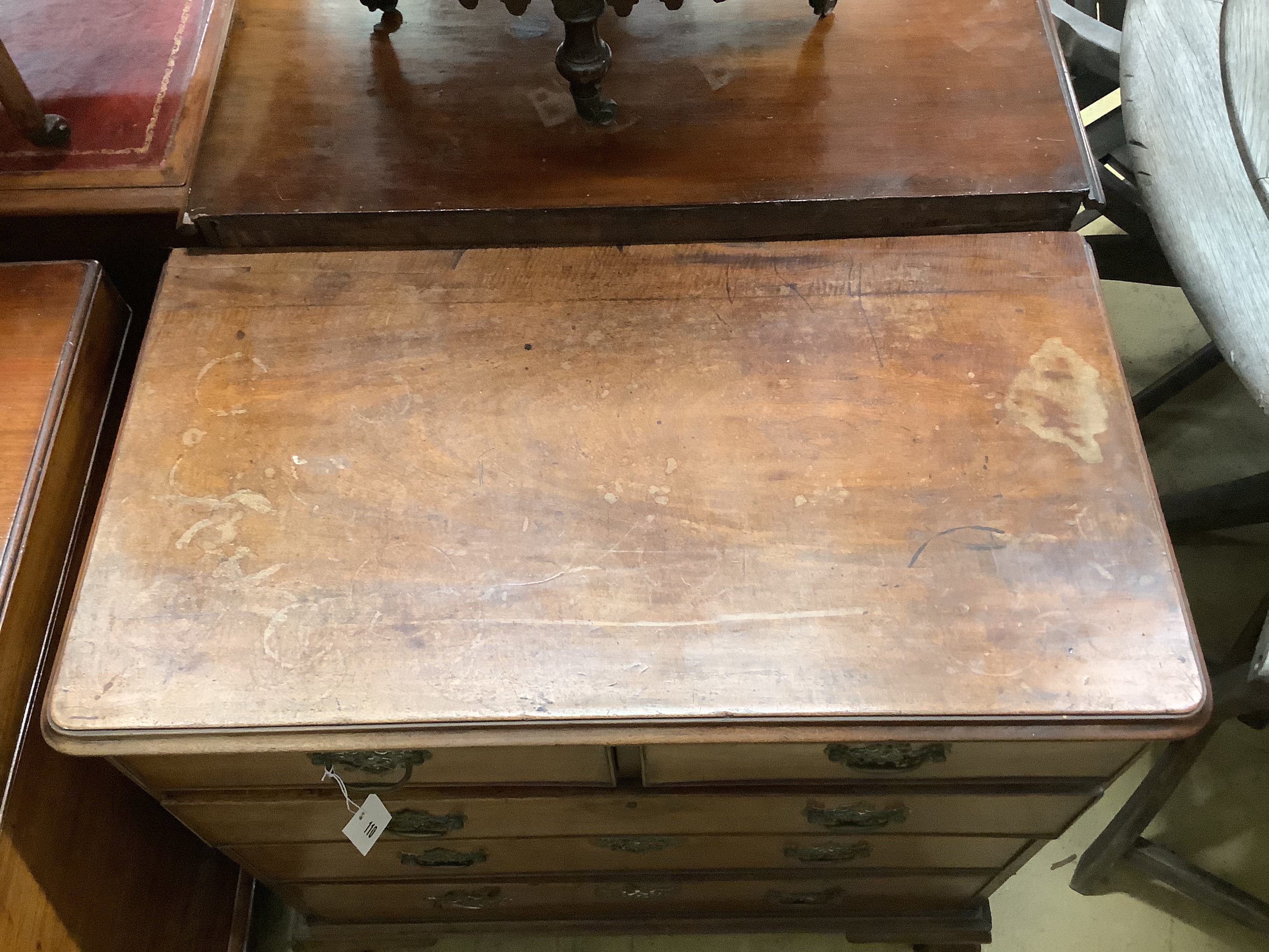 A small 19th century chest of two short and three long drawers, width 80cm, depth 45cm, height 78cm